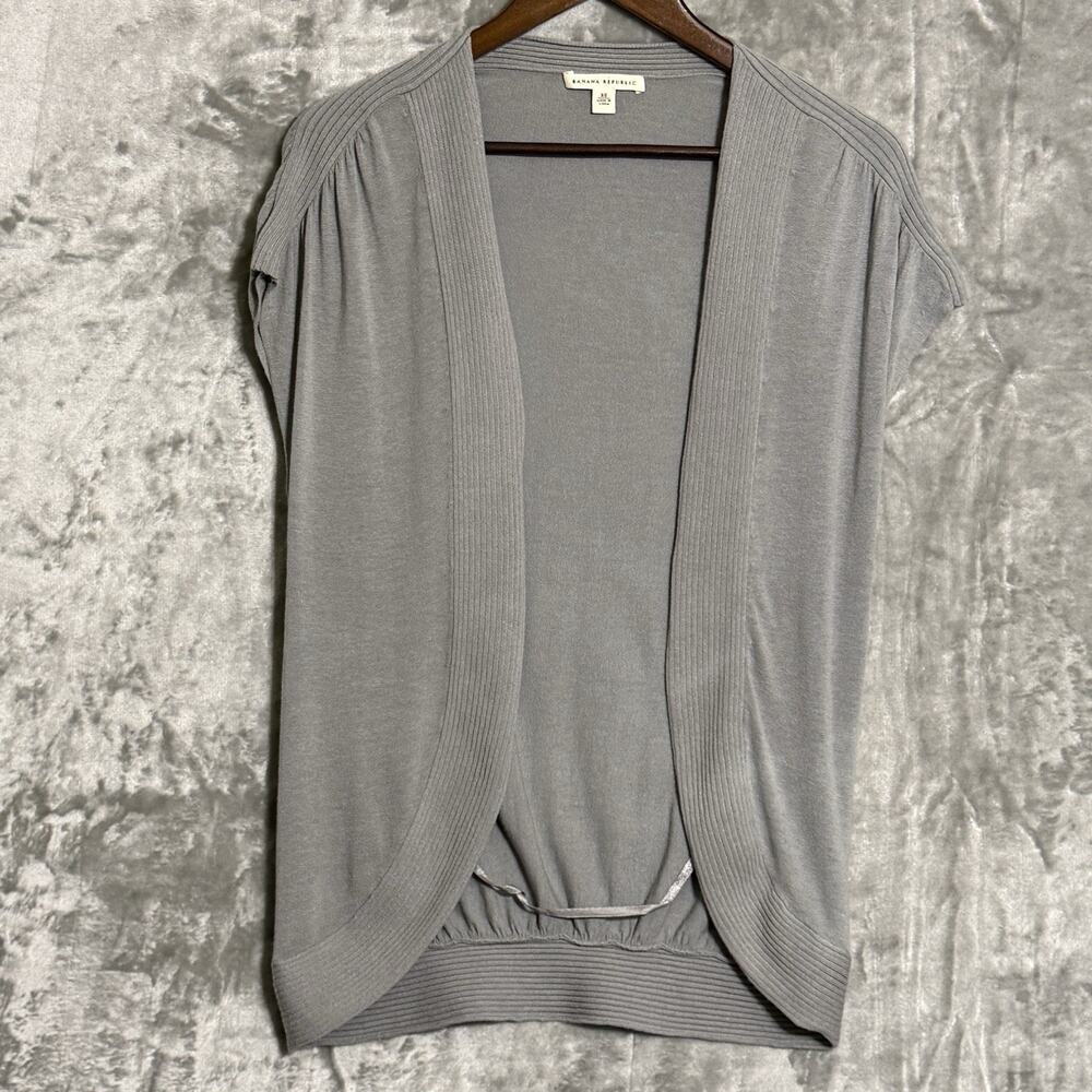 Banana Republic Womens XS Gray Open Front Cardigan Short Sleeve Lightweight Knit